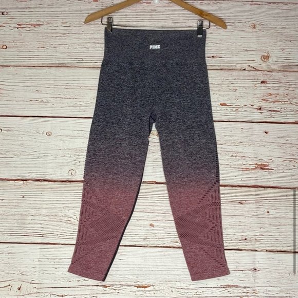 PINK Victoria's Secret Cool and Comfy Ombre Capri Leggings Grey/Mauve Medium - Picture 8 of 13